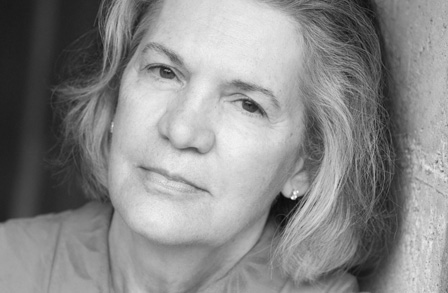Black and white headshot of poet Diane Glacy.
